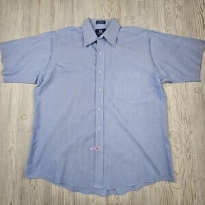 Stafford Wrinkle Free Shirt Mens Extra Large 16.5 Blue Short Sleeve Pocket Work‎